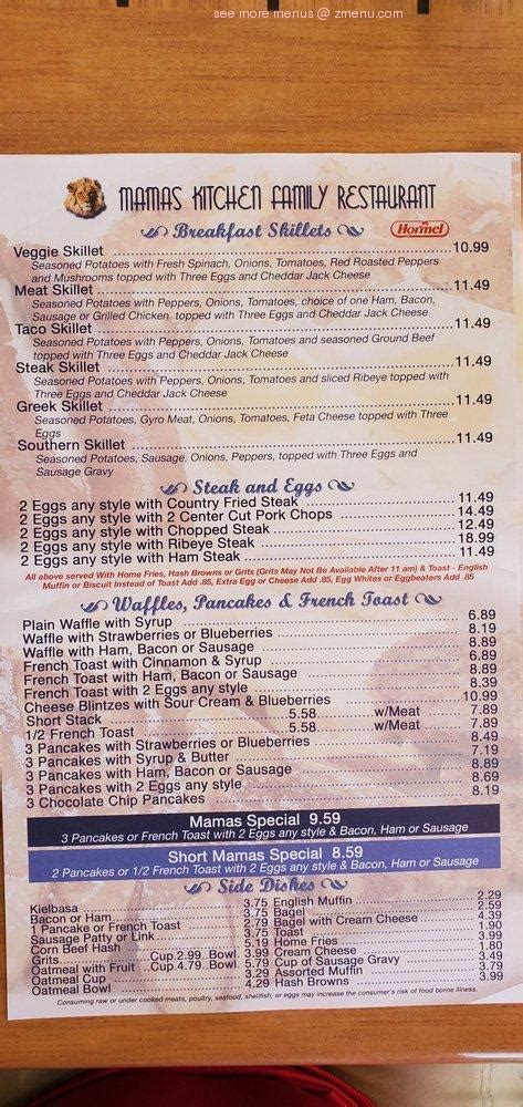 Menu at Mamas Kitchen restaurant, Seminole