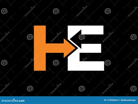 H E Initial Letter Logo Design, Creative Modern Letters Vector Icon ...