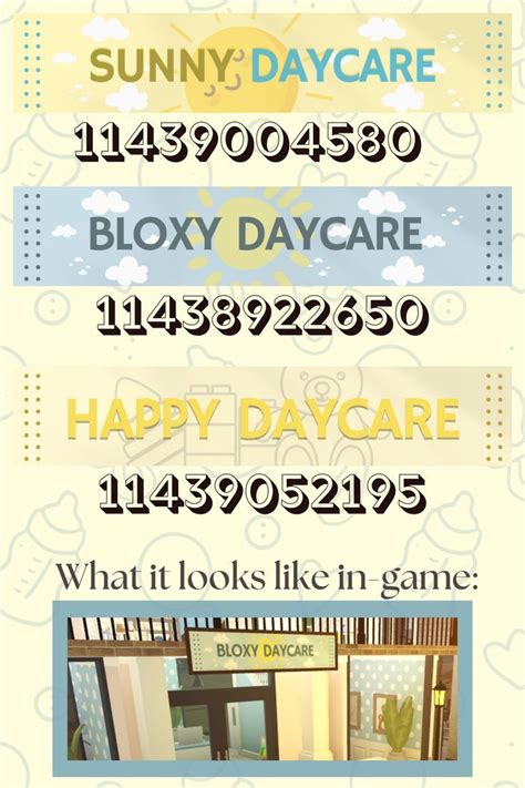 roblox bloxburg daycare sign decals | School decal, Daycare signs, City layout