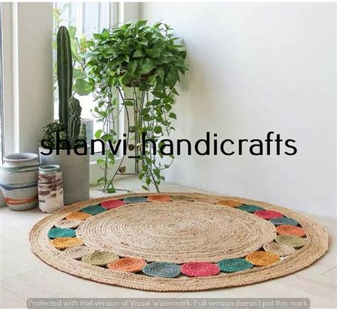 Indian Handmade Rug Round Jute Rug Braided Natural Rag Rug 8 Feet Home Decor Rug | eBay ...