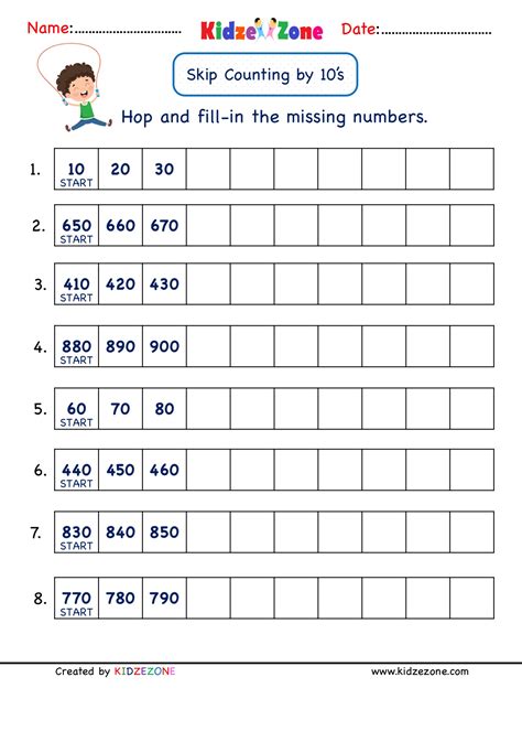 Grade 2 Math Skip Counting by 10 Practice worksheet