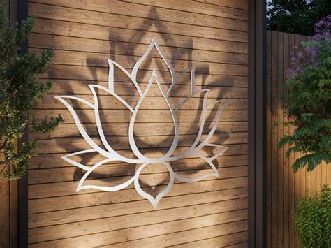 Lotus Flower Large Outdoor Metal Wall Art, Garden Sculpture, Zen Decor ...