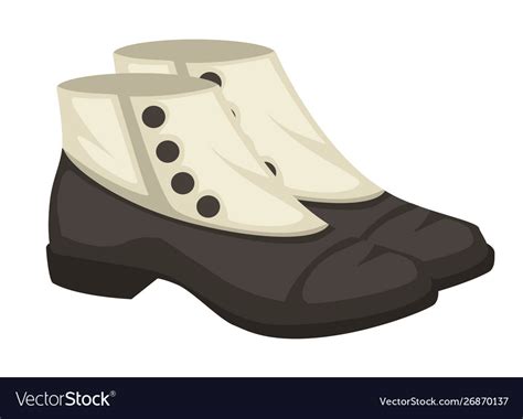 1910s vintage shoes with buttons isolated leather Vector Image