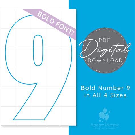 Bold Number 9 - Digital Mosaic Template – Madam Mosaic