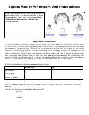 Understanding Van Helmont's Experiment and Photosynthesis | Course Hero