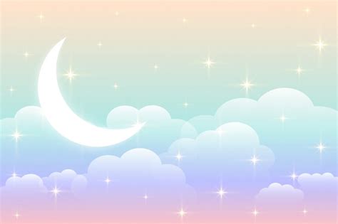 Free Vector | Sky rainbow background with glowing moon design