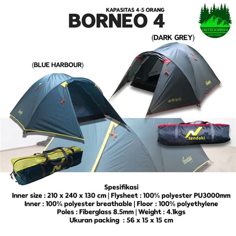 Jual Tenda Borneo 4 | Tendaki Borneo 4 | Tenda Dome Termurah | Tendaki Borneo 4 Dark Grey Tenda ...