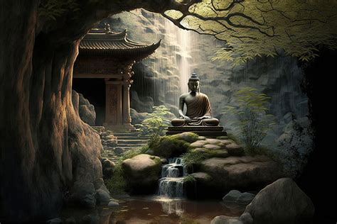 Ethereal Zen Escape 3D Buddha Wallpaper for Living Room - Magic Decor