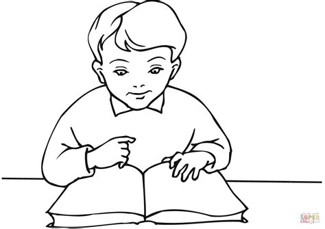 School Boy Reading a Book coloring page | Free Printable Coloring Pages