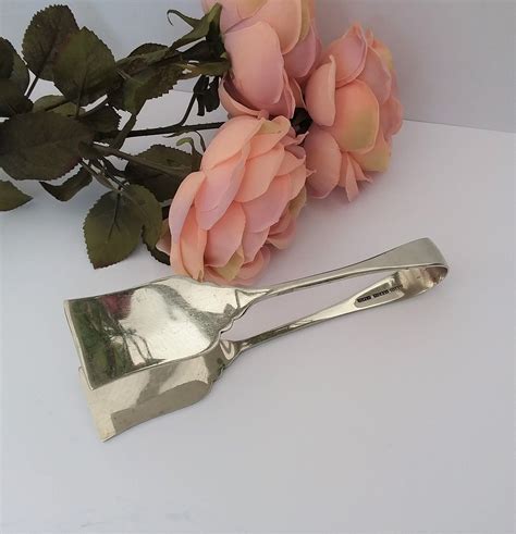 Silver cake serving tongs, asparagus tongs, pastry tongs, dining and ...