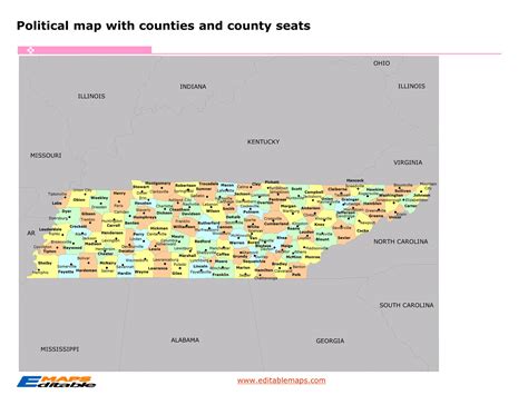 Tennessee county map - Editable PowerPoint Maps