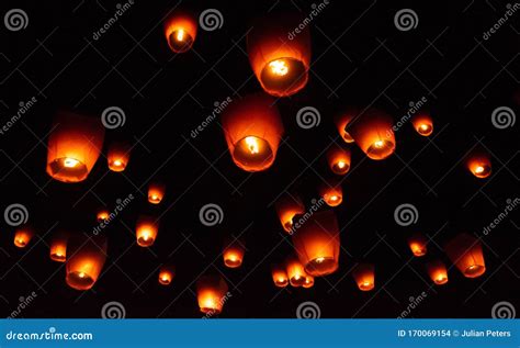 Pingxi Sky Lantern Festival Illuminates the Night Sky, Taiwan Stock Photo - Image of bright ...