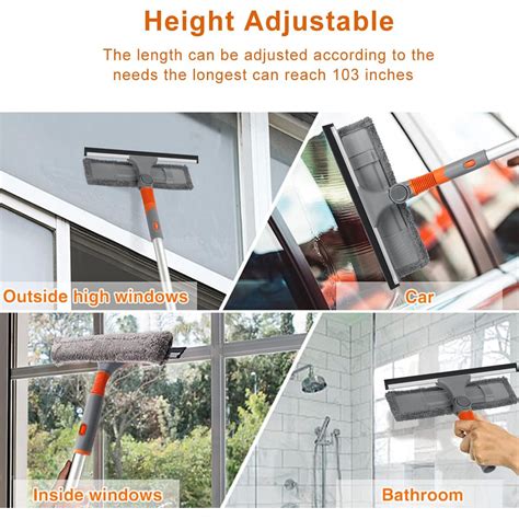 Professional Window Squeegee Cleaner, 2 in 1 Shower Squeegee with Extension Pole, 103 IN ...