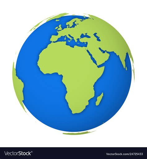 Natural earth globe 3d world map with green lands Vector Image