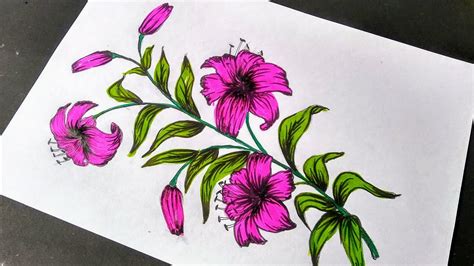 Colour flower drawing - YouTube