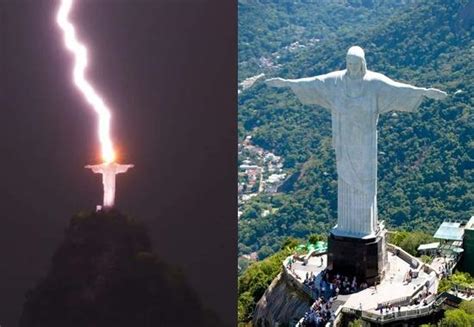 Lighting strike captured at Brazil’s Christ the Redeemer statue; Viral pictures leave Netizens ...