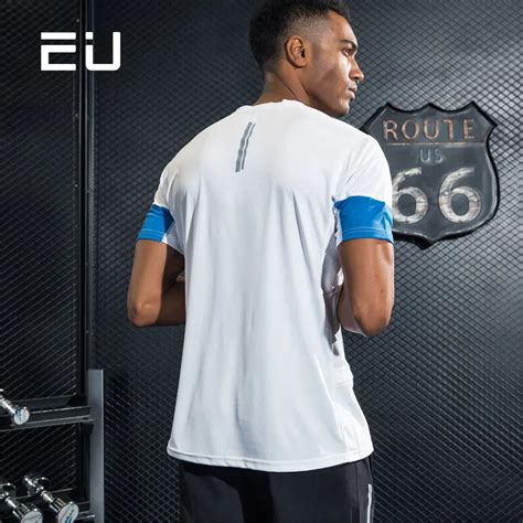 EU Reflective Running Shirts Men Quick Fit Mesh Breathable Running T ...