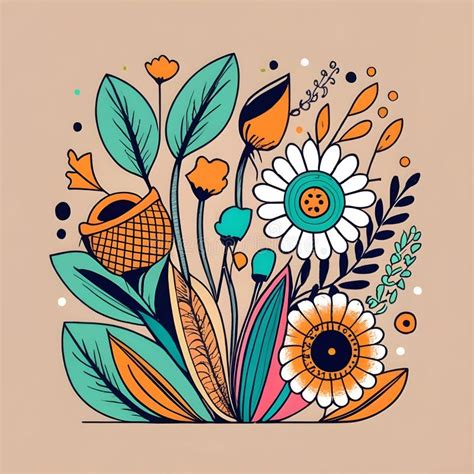 Outline Design of an Extra Small and Thin Line Art of Floral Wall Art. Stock Image - Image of ...