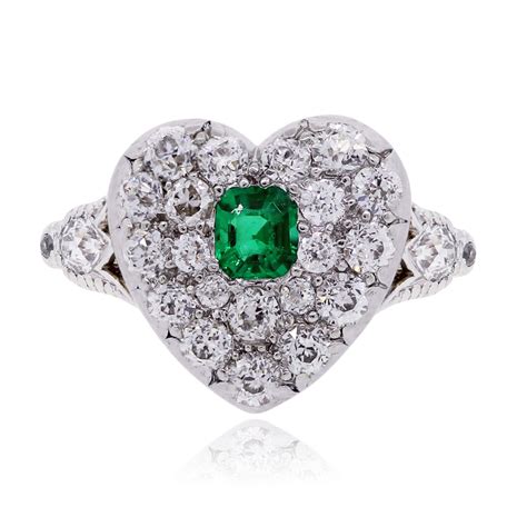 Tiffany & Co. Rings Platinum 18k Gold Diamond, Emerald Heart Ring