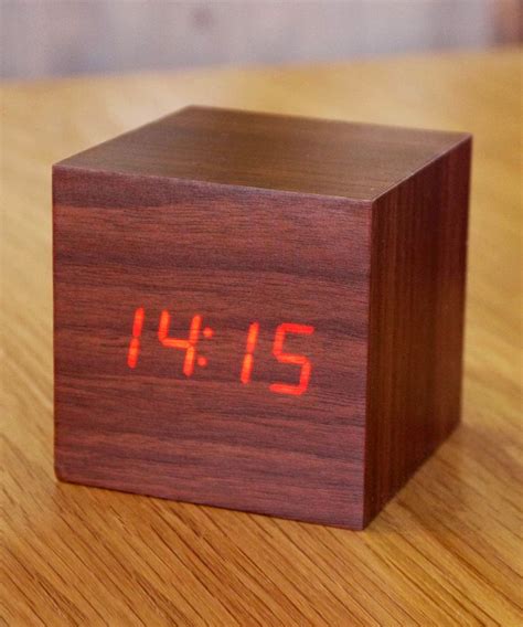 LED Walnut Cube Alarm Clock | Modern clock, Contemporary clocks, Clock