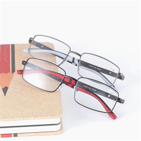 MINCL/Vintage Square Metal Full Frame Reading Glasses Men's Fashion ...