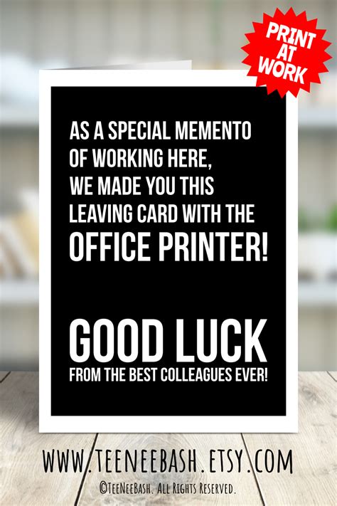 Printable Good Luck Card Funny Leaving Card for Work - Etsy