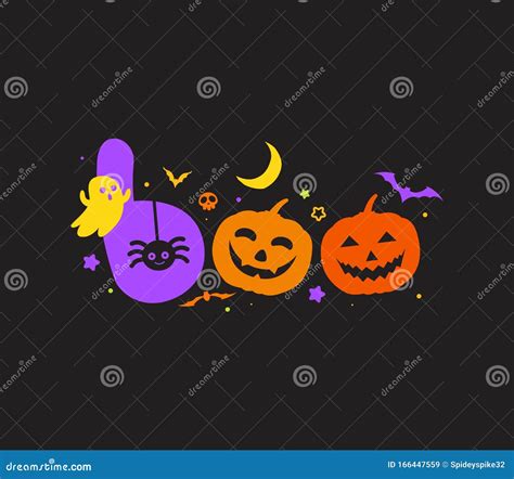 Boo Letters Made from Halloween Elements Stock Illustration ...