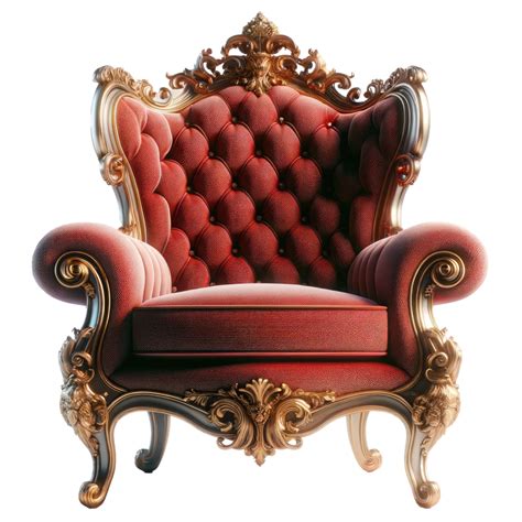 AI generated Luxurious Red and Gold Baroque Throne Chair isolated 36627665 PNG