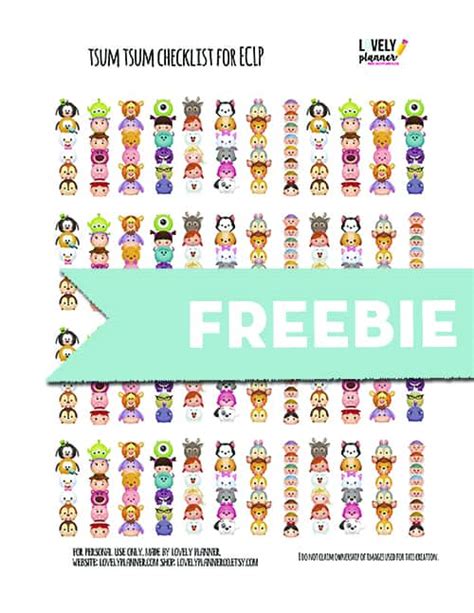 FREE Tsum Tsum checklist stickers for your planner - Lovely Planner