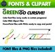 Color Tracing CURSIVE Font - Letter Formation - KTD Green Means Go Font/Clipart
