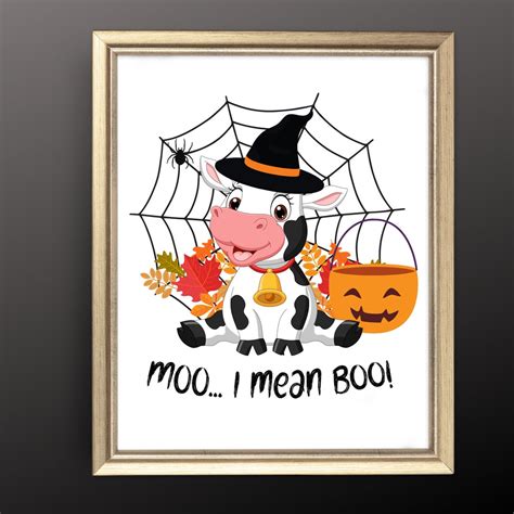 Halloween Cow Png, Cow Pintable Wall Art, Cute Halloween Cow, Fall Cow, Sublimation Png ...