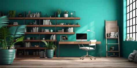Premium AI Image | Office room interior design green color and ...