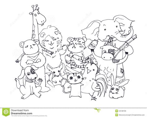 Animals Hand Doodle Illustration Stock Illustration - Illustration of ...