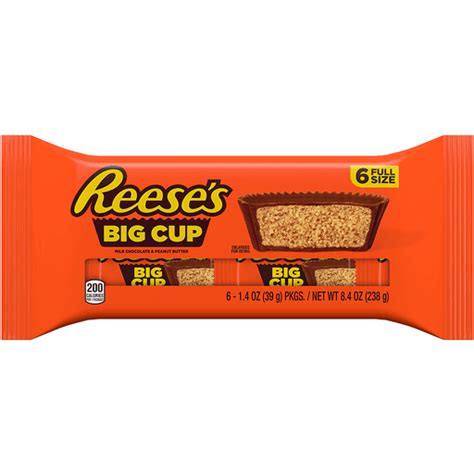 REESE'S Big Cup Milk Chocolate Peanut Butter, Gluten Free, Individually Wrapped Cups Candy Packs ...