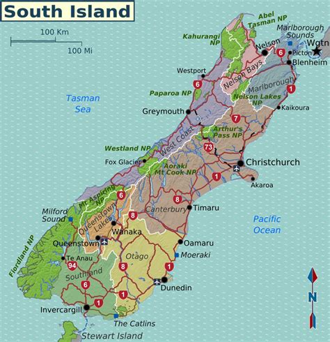 Map of south island new zealand regions - Map of south island new ...