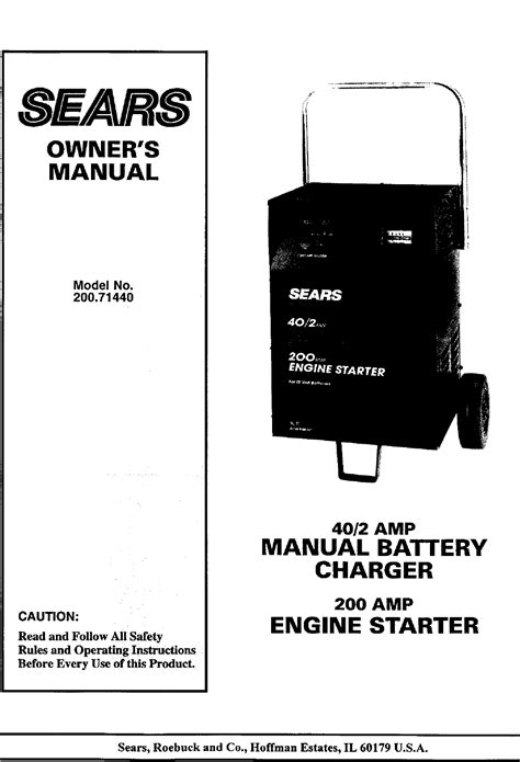 Sears Craftsman Battery Charger Manual
