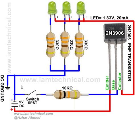 PNP Transistor 2N3906 as a Switch | IamTechnical.com | Transistors ...