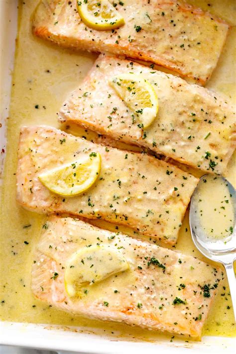 Easy Baked Salmon with Lemon Butter Cream Sauce - Cafe Delites