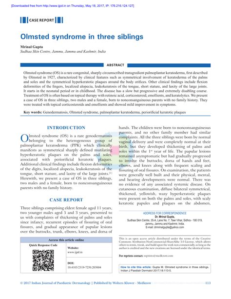 (PDF) Olmsted syndrome in three siblings