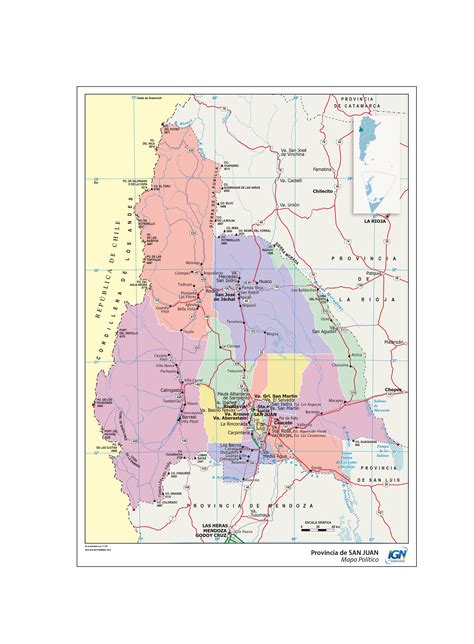 Mapa político de San Juan - Instituto Geográfico Nacional de la República Argentina World Map ...