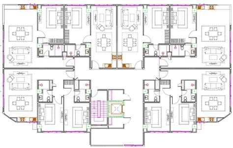 D CAD Drawing Bhk House Plan With Furniture Layout Design Autocad | designinte.com