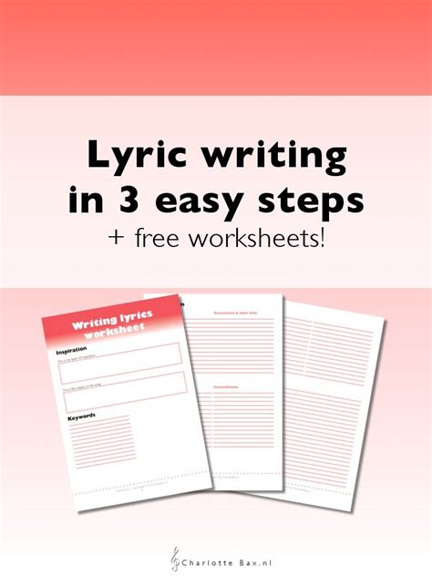 Lyric writing in 3 easy steps - CharlotteBax.nl | Writing lyrics, Writing, Lyrics