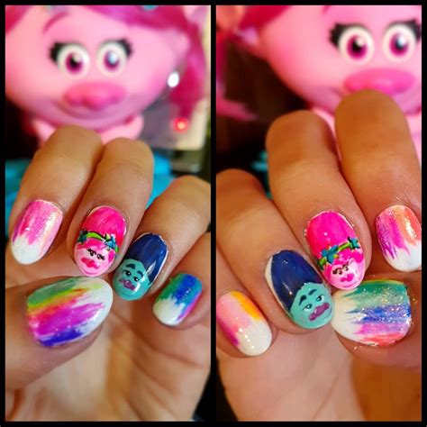 Trolls nail art | Kids nail designs, Nails for kids, Nail art for kids