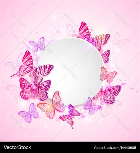 Pink background with butterfly Royalty Free Vector Image