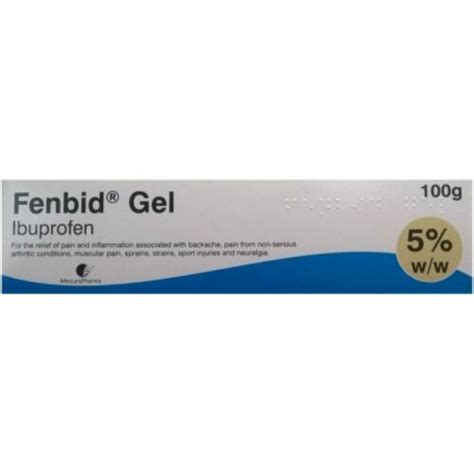 Fenbid Ibuprofen Gel 5% 100g - Muscle Pain Relief, Backache, Arthritis, Sprains 5021691260097 | eBay