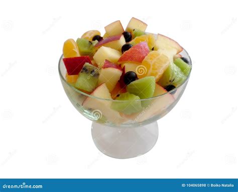 Fruit Salad Isolated on White Background Stock Photo - Image of fresh ...