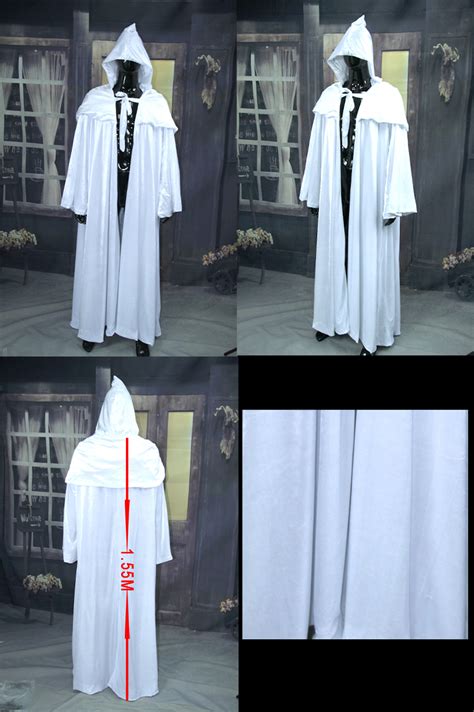 LWSV, white velvet cloak lined hooded Monk Robe Cou | eBay