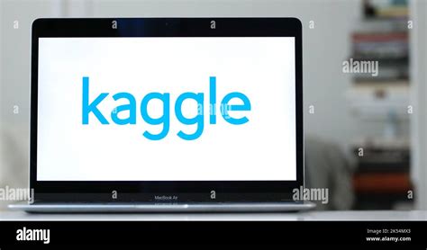 A logo design of Kaggle on a laptop screen in blurred background Stock ...