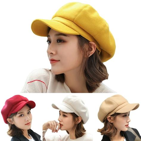 Ludlz Women's Newsboy Cap Paperboy Hat Winter Wool Beret Hat Cabbie Visor Beret for Spring ...