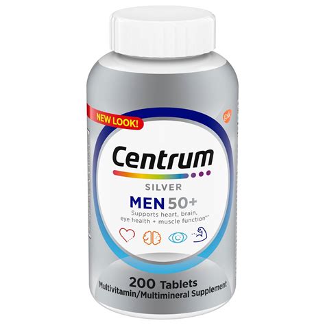 Buy Centrum Silver Multi for Men 50 Plus, Multimineral Supplement, D3, B-s and Zinc, Gluten Free ...